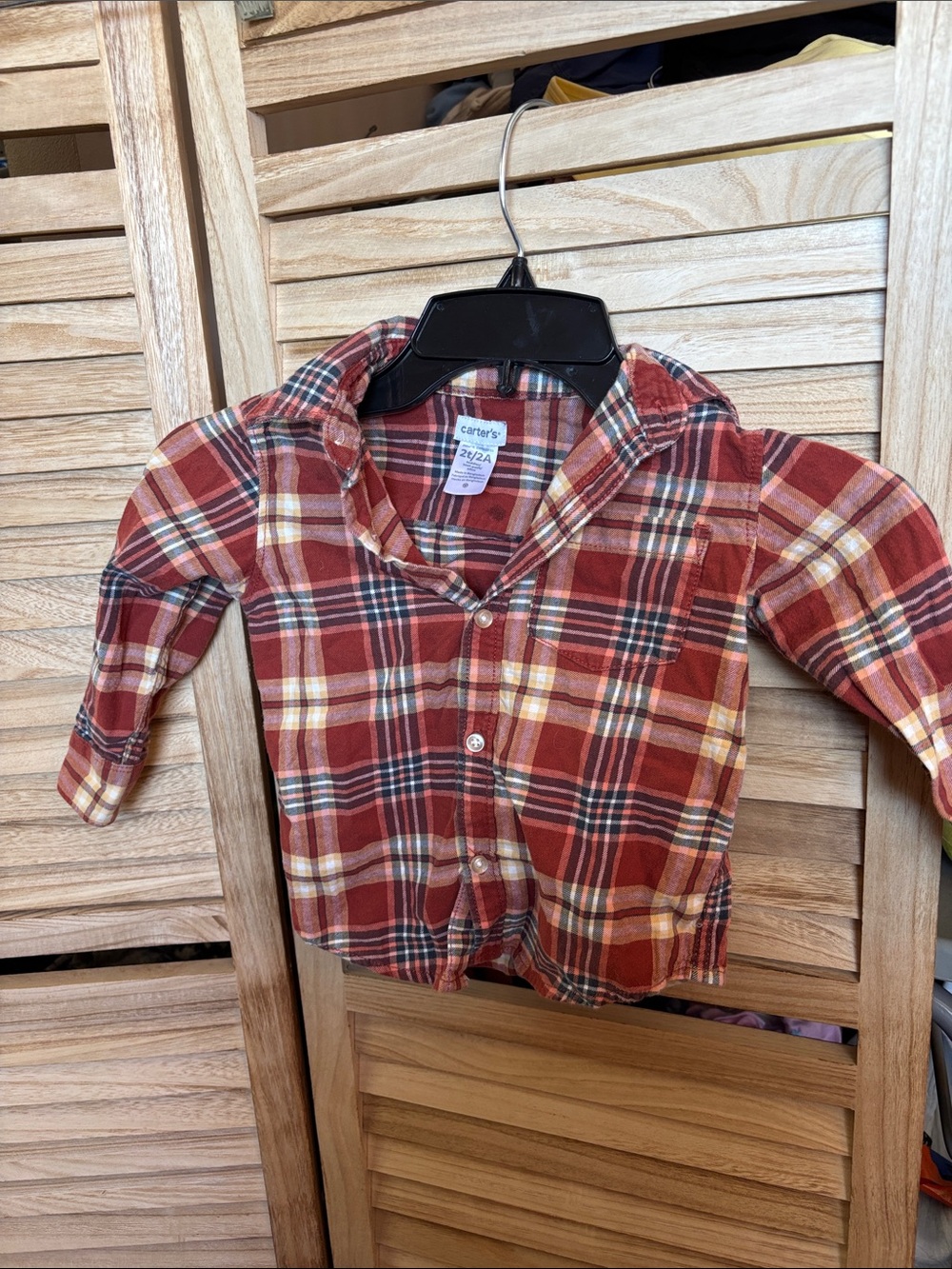 Carter's Red and Yellow Plaid Button-Down Shirt 2T